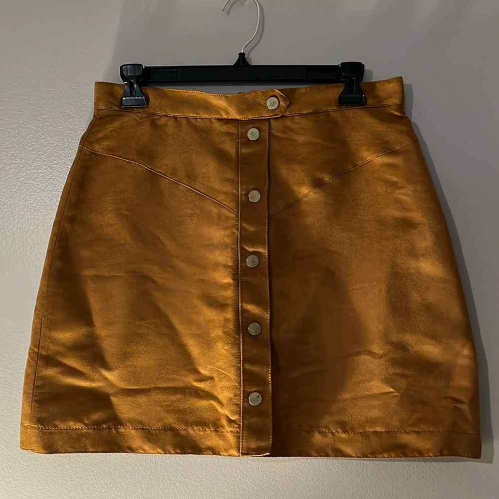 H&M faux suede tan skirt